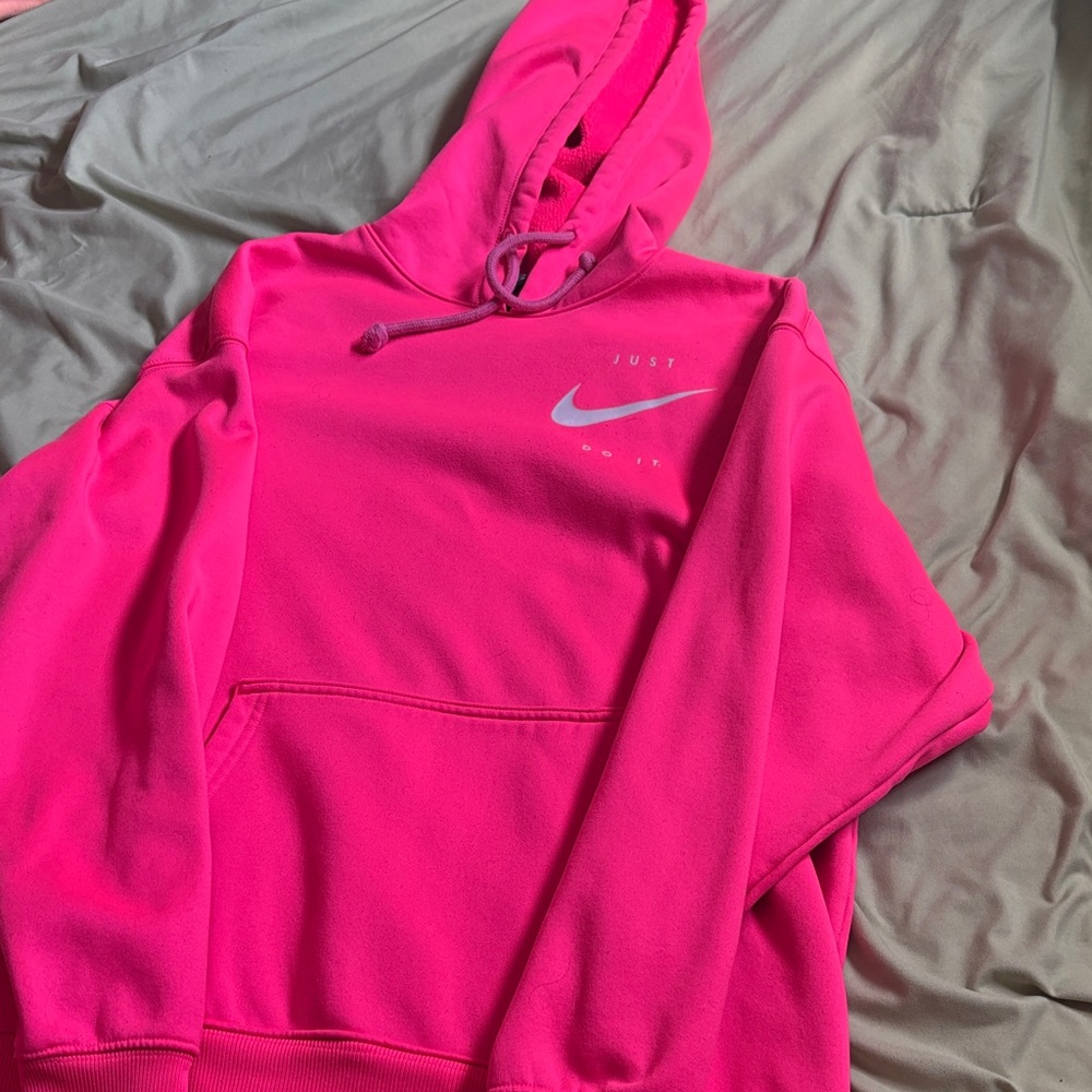 Nike Hot Pink Hoodie with White Swoosh